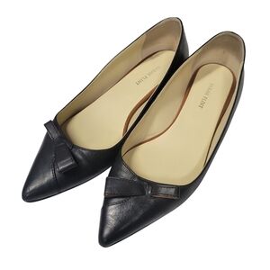 Sarah Flint Natalie Bow Flats Black Leather Vachetta Pointed Toe Size 38 8